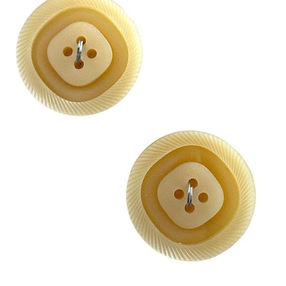 Lot 12 Lansing bone.colored plastic sew thru buttons new on cards-1”- 3/4” - Picture 2 of 4